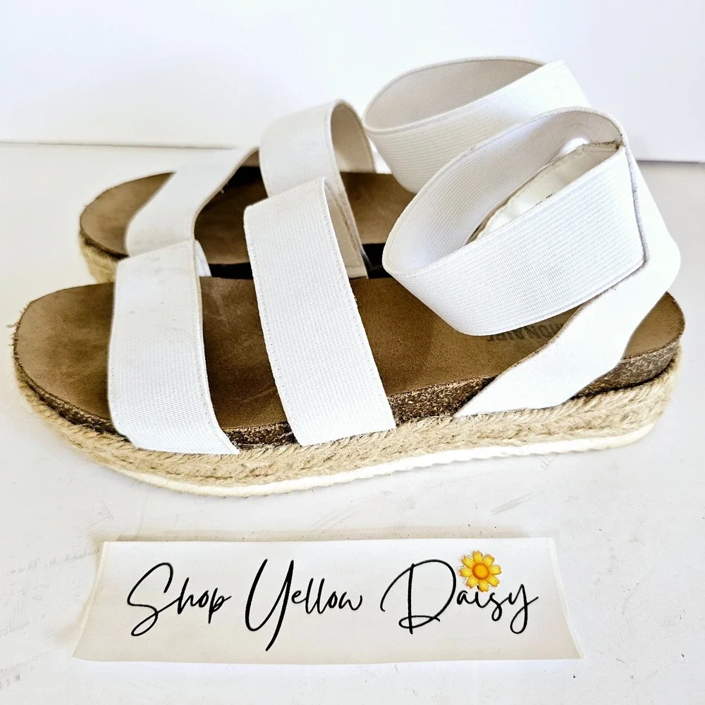 Cushionaire Womens Mandy Cork Espadrille Platform Sandal Stretchy Sz 8 - Sh434.2